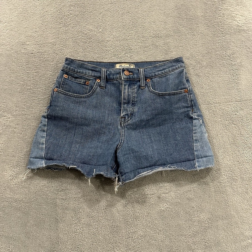 Madewell Pieced Denim Shorts Women 26 Jorts Blue High Waist Festival Beach Boho
